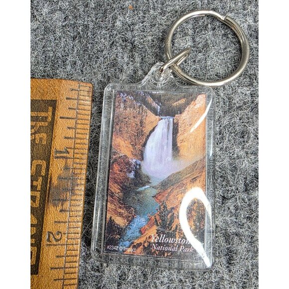Yellowstone National Park Keychain With Waterfall Image - Picture 2 of 3